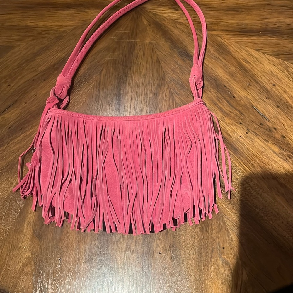 Pink suede purse EUC
